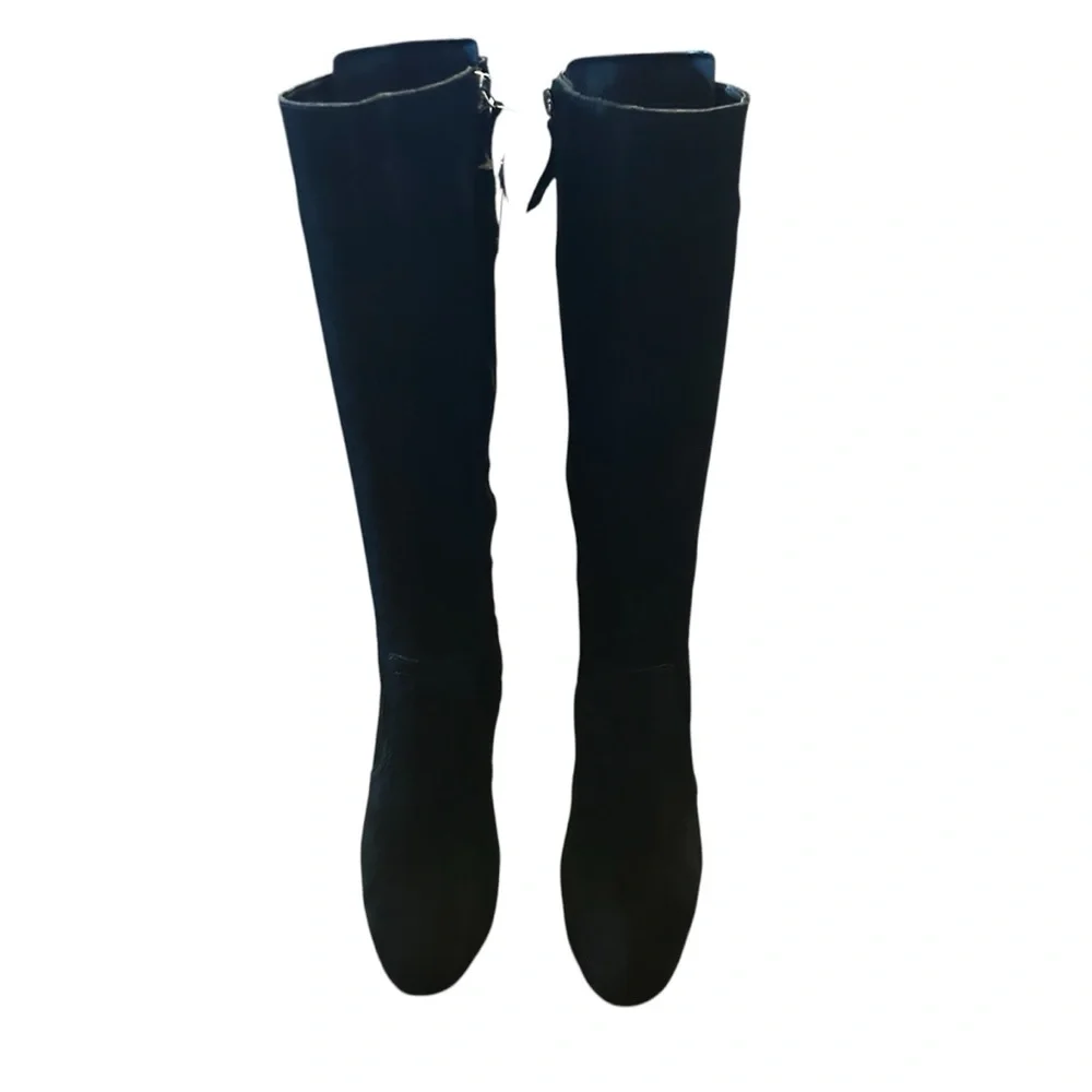 Aqua college Tori Black Waterproof Suede Square Toe Knee High Boots NEW Size 5.5 - Picture 2 of 10